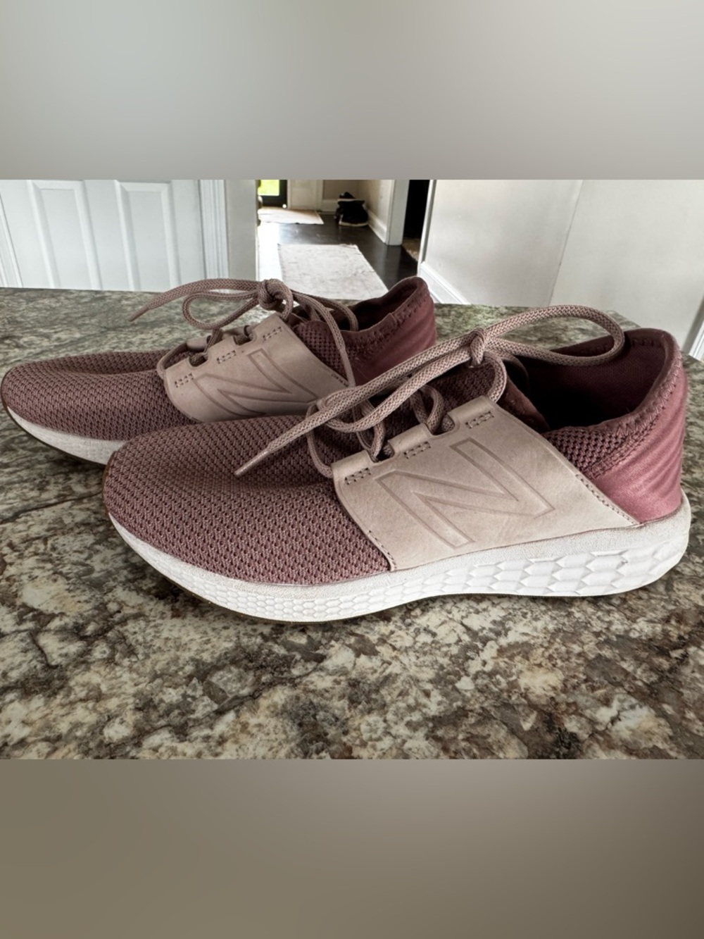 New Balance Dusty Rose Knit Lace-Up Sneakers